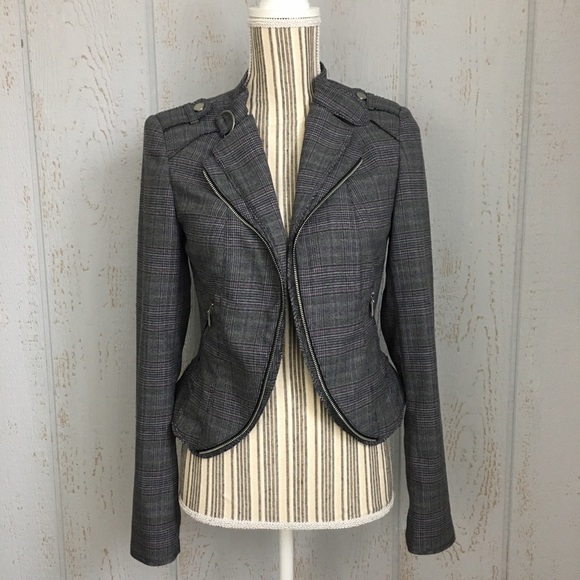 White House Black Market Jackets & Blazers - White House Black Market Gray Purple Moto Jacket